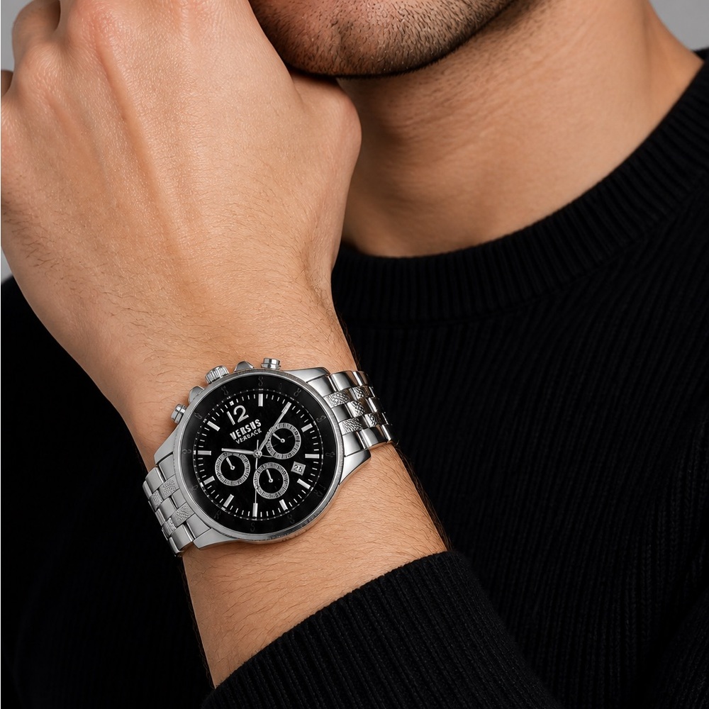 New Authentic VERSUS VERSACE Logo Gent Chrono Bracelet Watch